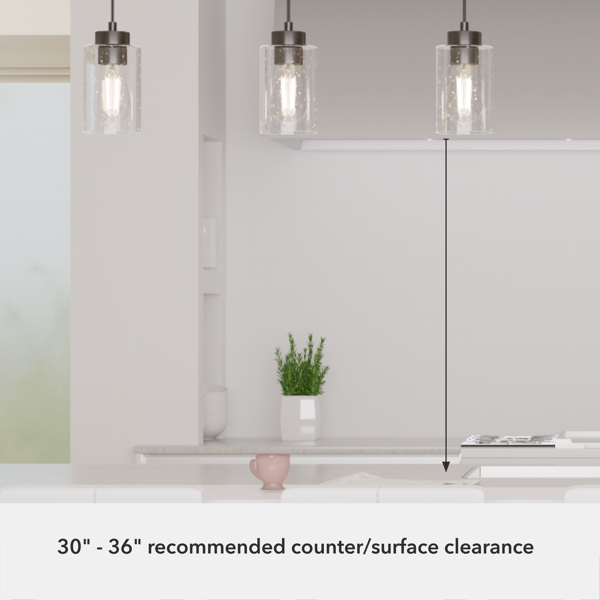 Hartland 26.75-inch 3-light Noble Bronze Linear Pendant Cluster with Seeded Glass