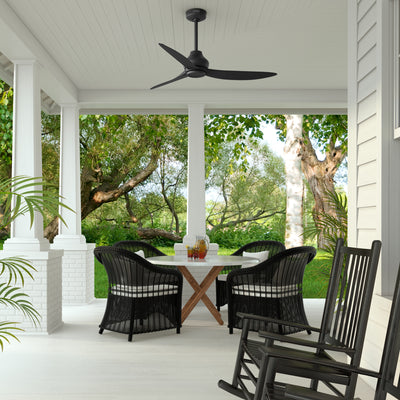 52 inch Mazzini ENERGY STAR® Matte Black Damp Rated Ceiling Fan and Handheld Remote