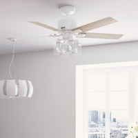 52 inch Techne Wi-Fi HunterExpress Matte White Ceiling Fan with LED Light Kit and Handheld Remote