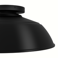 Mill Valley 14-inch 1-light Matte Black and White Outdoor Flush Mount Ceiling Light with Metal Shade