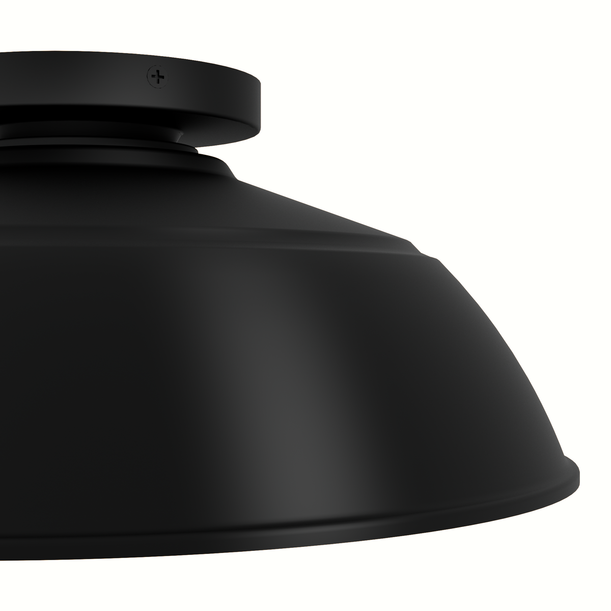 Mill Valley 14-inch 1-light Matte Black and White Outdoor Flush Mount Ceiling Light with Metal Shade