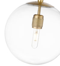 12-inch Kairo Vintage Brass 1-Light Clear Glass Pendant Light