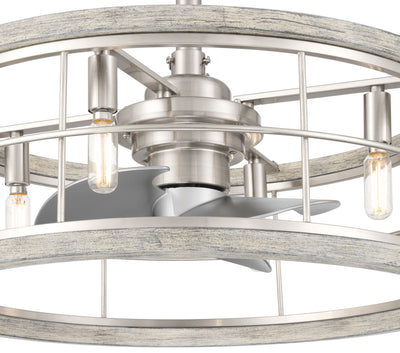 22 inch Bridgette Fandelier Brushed Nickel Ceiling Fan with Light Kit and Handheld Remote