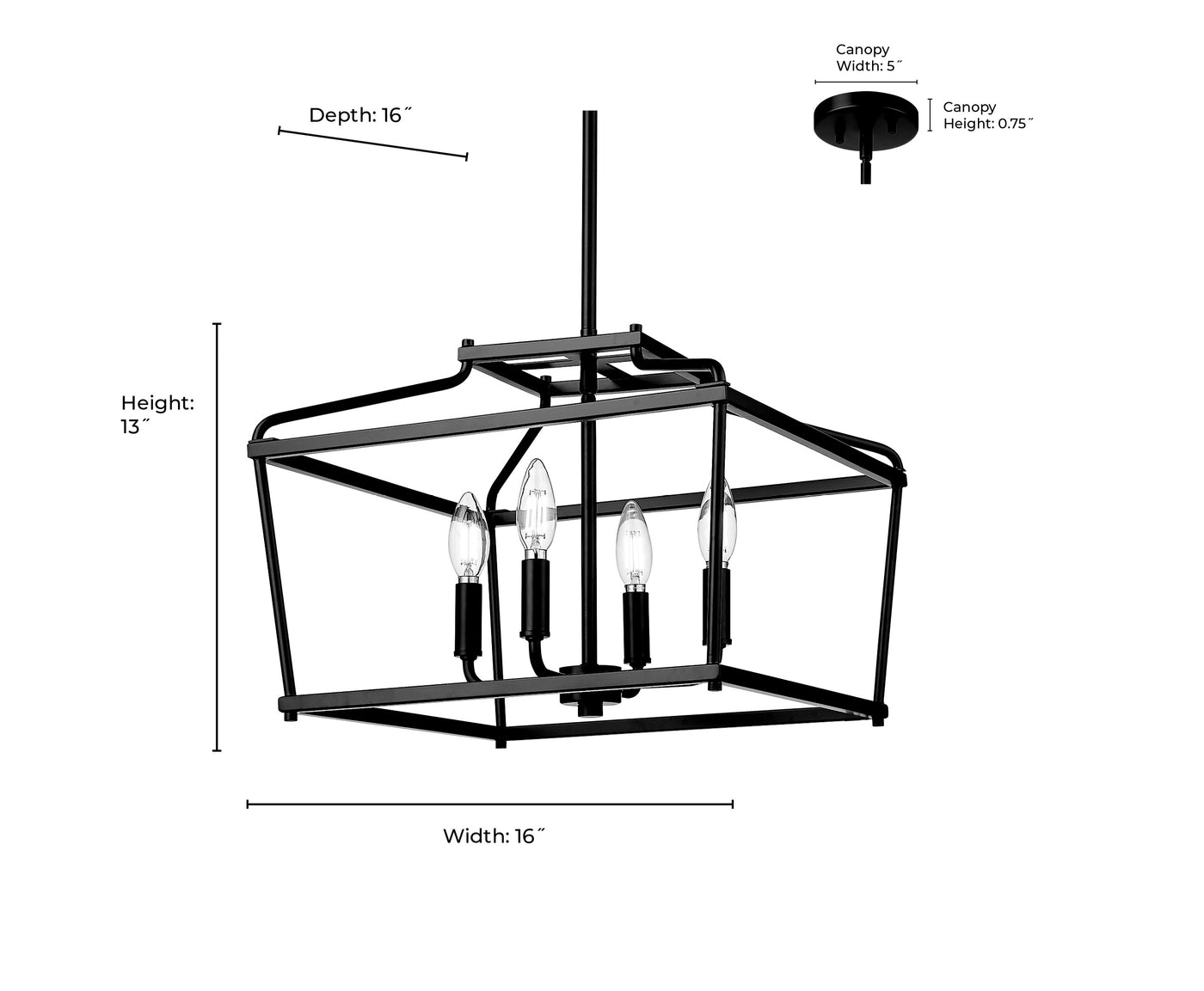 13'' Nellita Matte Black 4 Light Pendant