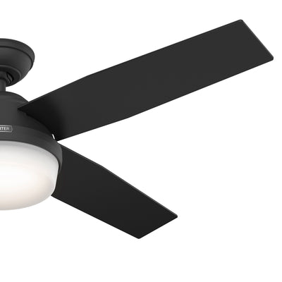 52 inch Dempsey Matte Black Ceiling Fan with LED Light Kit and Handheld Remote