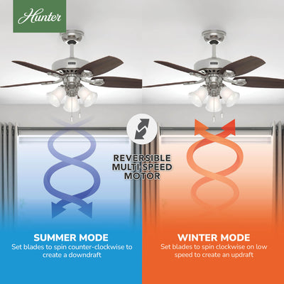 42 inch Builder Brushed Nickel Ceiling Fan with LED Light Kit