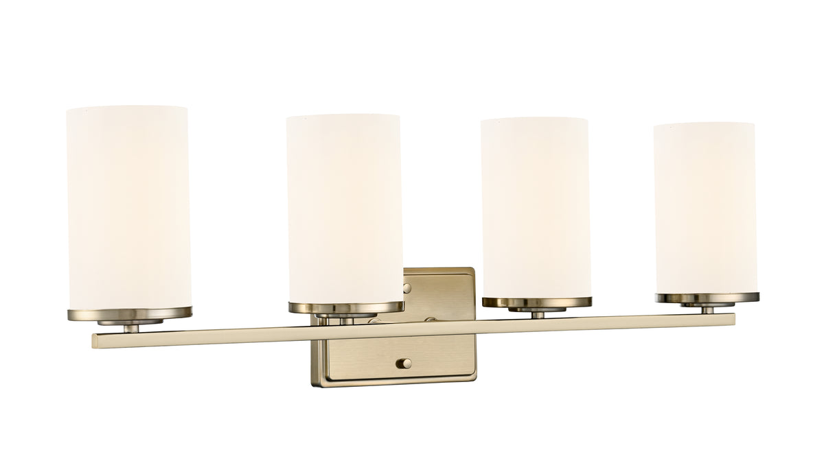 27.75-inch Verlana Modern Gold 4-Light Etched White Glass Bathroom Vanity Light