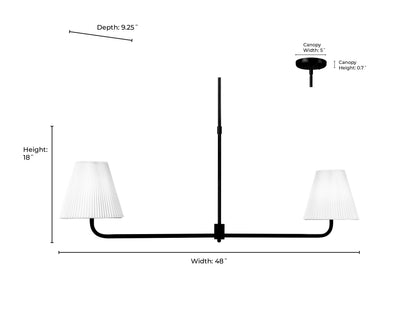 18'' Ami Matte Black 2 Light Linear Chandelier