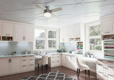 44 inch Dempsey Matte Silver Low Profile Ceiling Fan with LED Light Kit and Handheld Remote