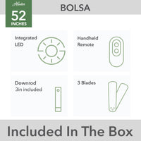 52 inch Bolsa Matte Black Ceiling Fan with LED Light Kit and Handheld Remote
