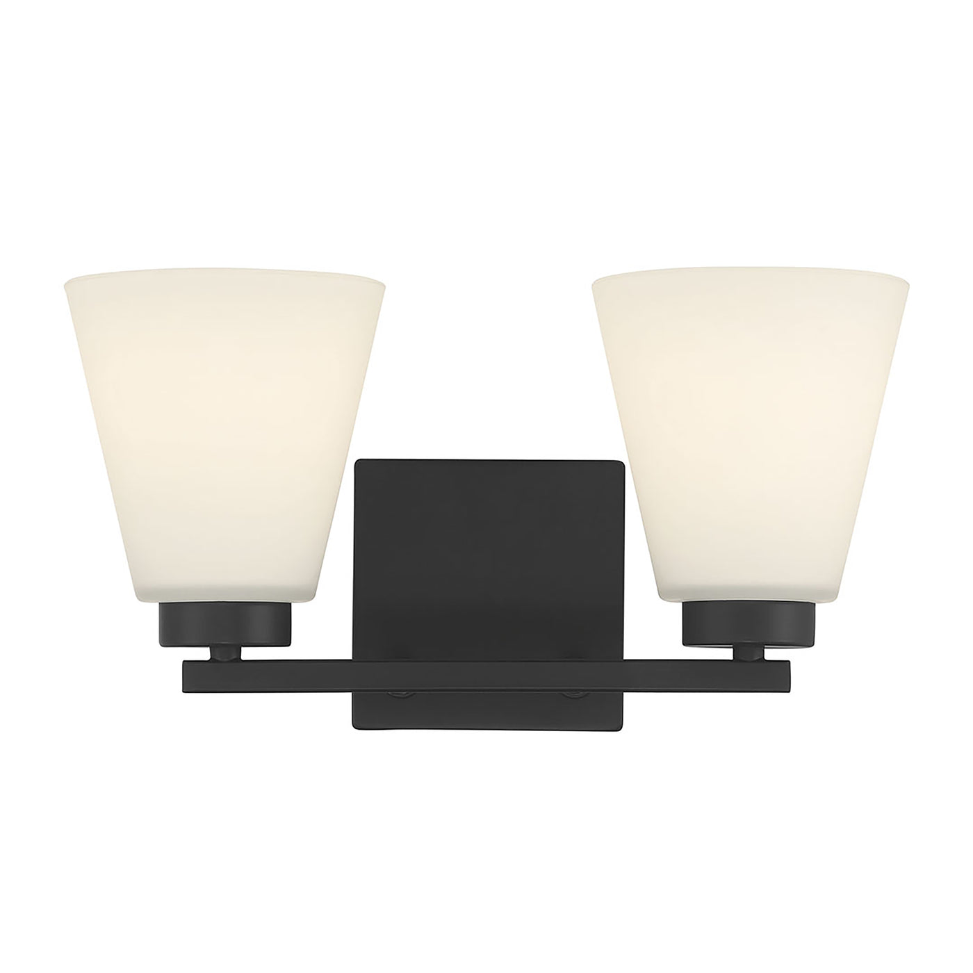 13-inch Strayhan Matte Black 2-Light White Frosted Glass Bathroom Vanity Light