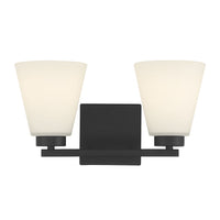 13-inch Strayhan Matte Black 2-Light White Frosted Glass Bathroom Vanity Light