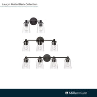 13.5'' Lauryn Matte Black 2 Light Bath Vanity