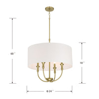 24'' Mairbourne Vintage Brass 4 Light Pendant