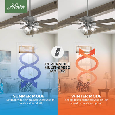 52 inch Crestfield Matte Silver Ceiling Fan with LED Light Kit and Pull Chain