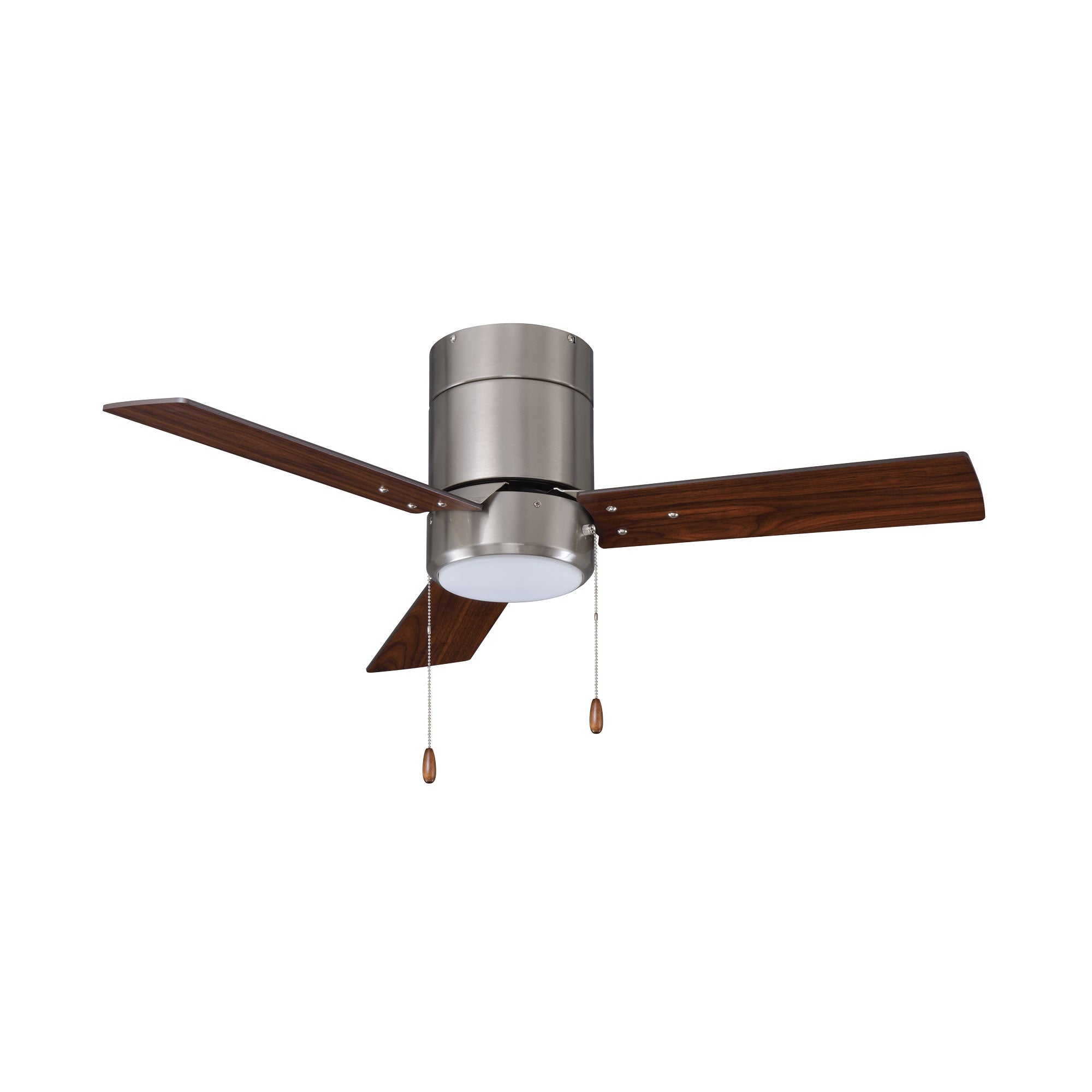 52 Inch Sabio AC Brushed Nickel Indoor Ceiling Fan 3 Walnut Blade Reversible