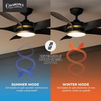 Casablanca 52 inch Julia ENERGY STAR® Matte Black Damp Rated Ceiling Fan with LED Light Kit and Wall Control and Handheld Remote