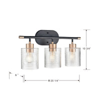 20.25'' Renitta Matte Black/Modern Gold 3 Light Bath Vanity