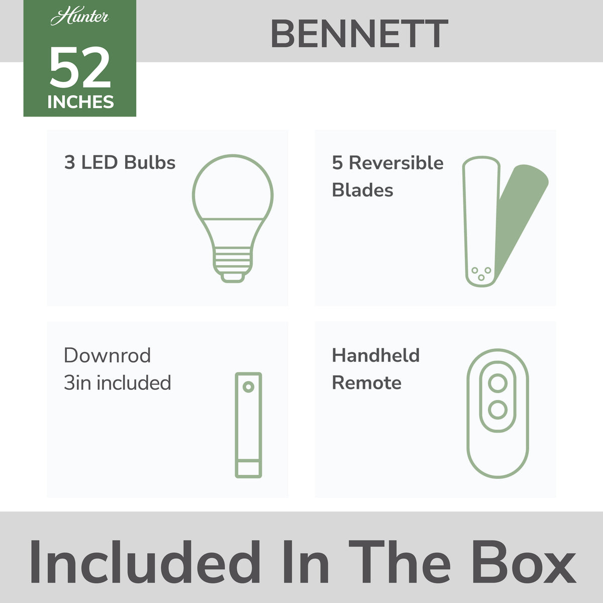 52 inch Bennett Matte Black Ceiling Fan with LED Light Kit and Handheld