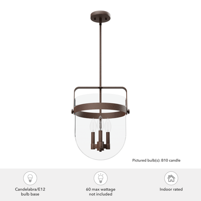 Karloff 14-inch 3-light Textured Rust Lantern Pendant with Clear Glass