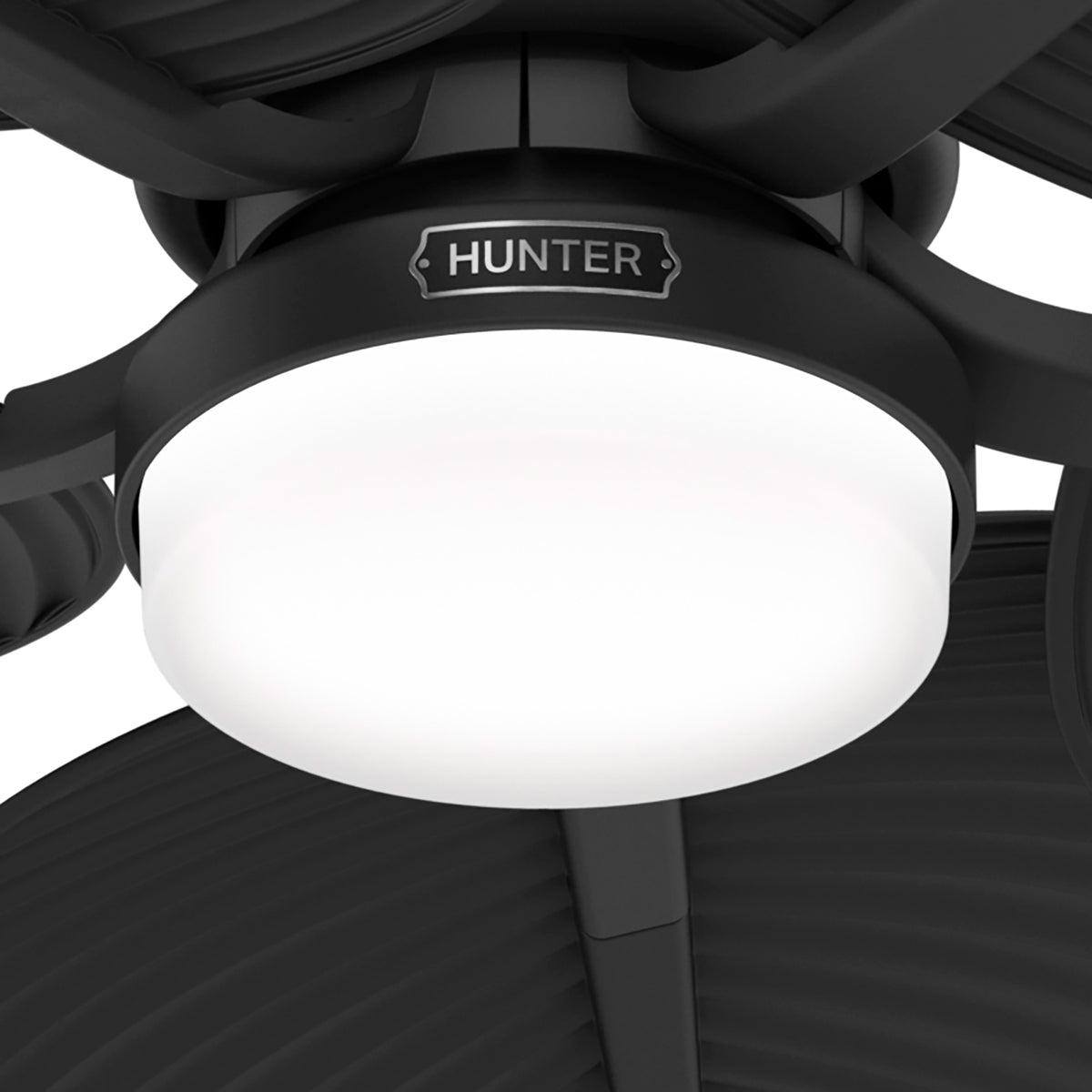 52 inch Tropic View Matte Black Damp Rated Ceiling Fan with LED Light Kit and Wall Control