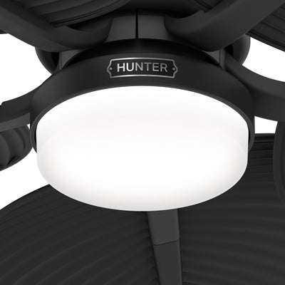 52 inch Tropic View Matte Black Damp Rated Ceiling Fan with LED Light Kit and Wall Control