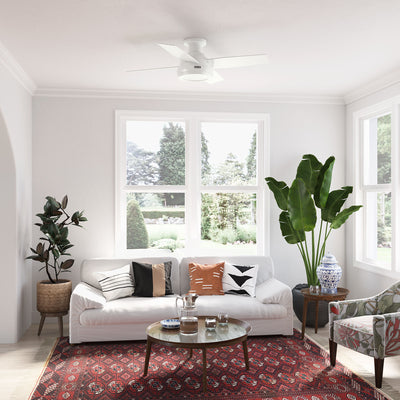 44 inch Dempsey Fresh White Low Profile Ceiling Fan and Handheld Remote