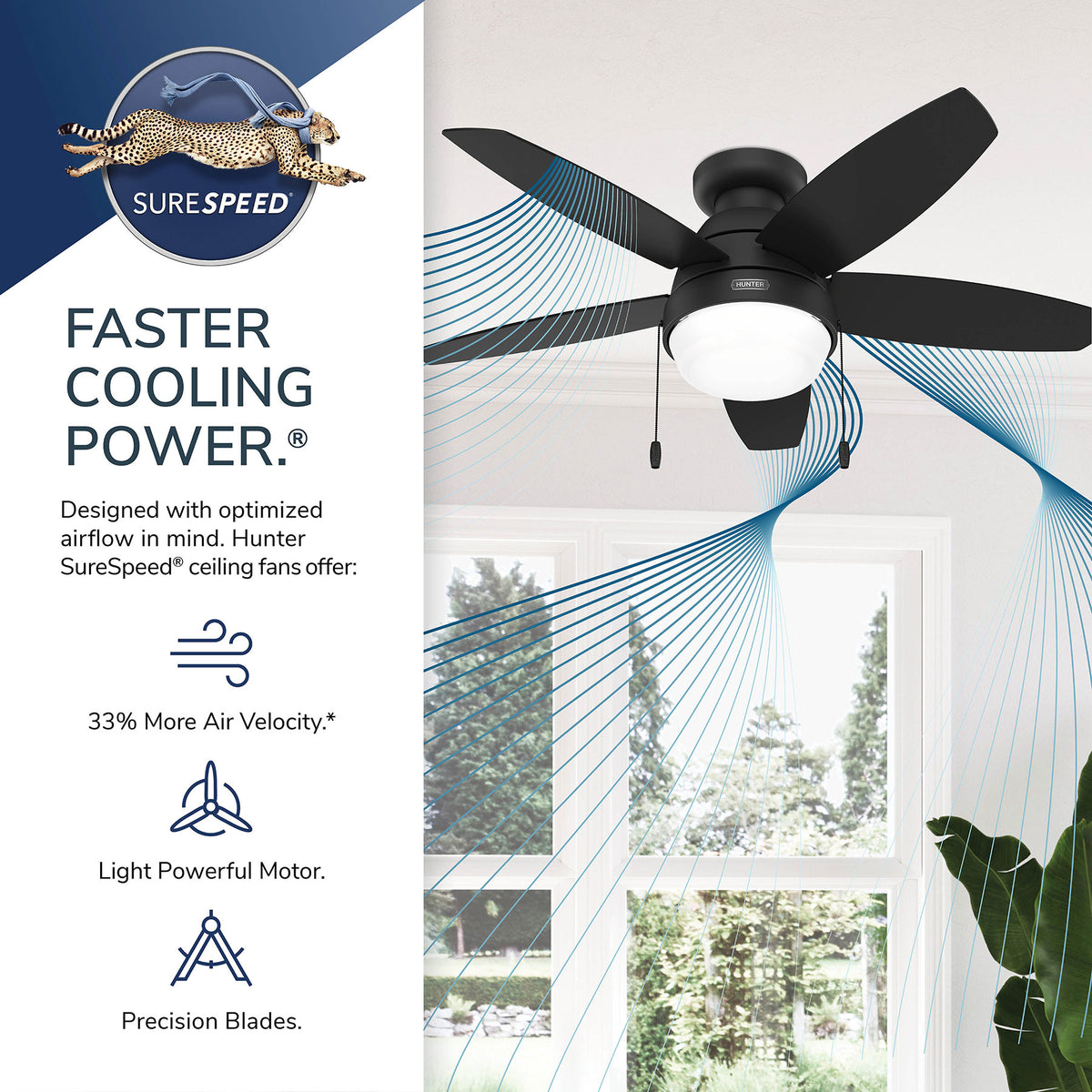 44 inch Lilliana Brushed Nickel Low Profile Ceiling Fan with LED Light Kit and Pull Chain