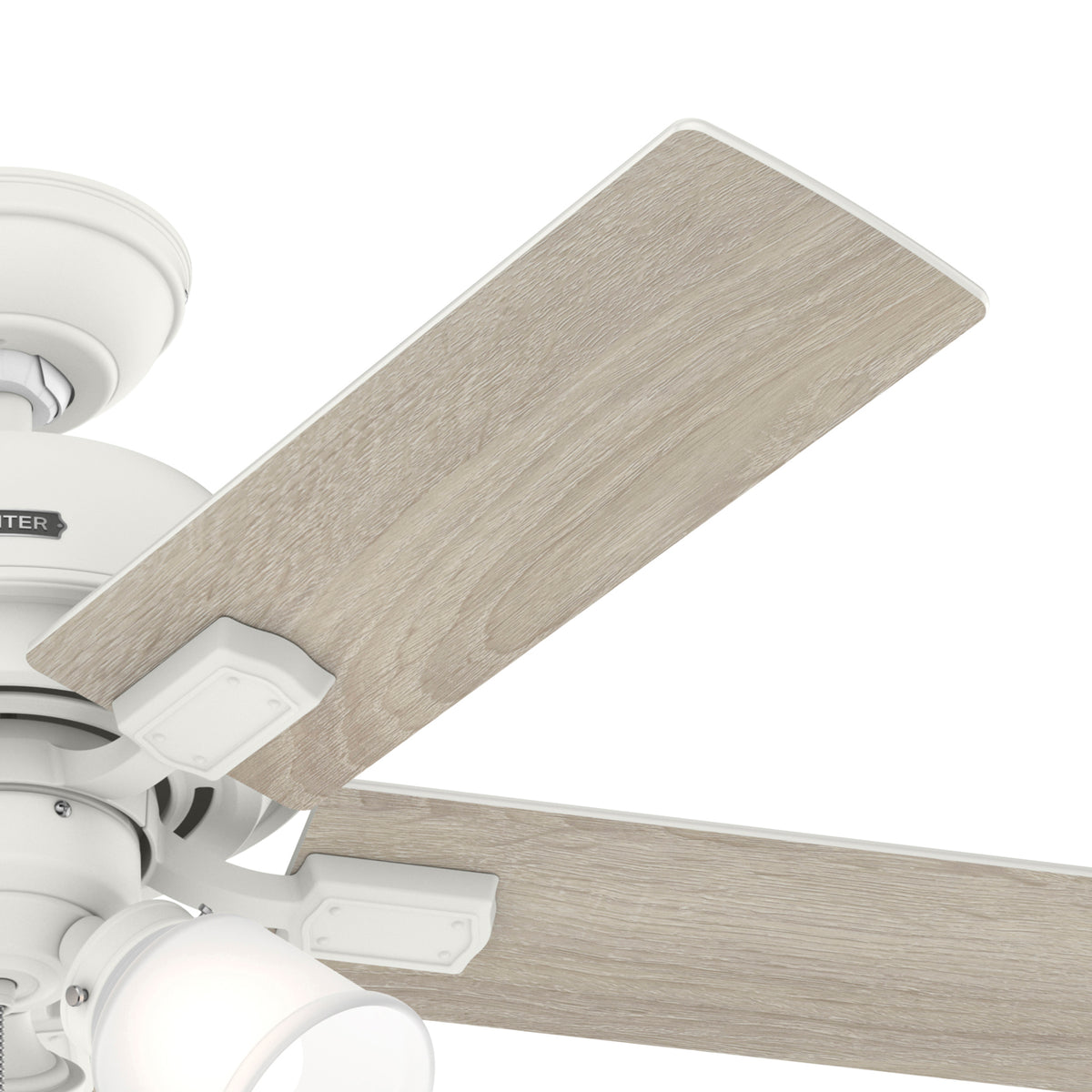 44 inch Crystal Peak Matte White Ceiling Fan with LED Light Kit and Pull Chain
