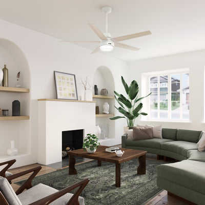 60 inch Aerodyne Wi-Fi ENERGY STAR® Matte White Ceiling Fan with LED Light Kit and Handheld Remote