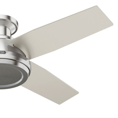 44 inch Dempsey Brushed Nickel Low Profile Ceiling Fan and Handheld Remote