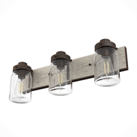 Devon Park 24-inch 3-light Onyx Bengal and Barnwood Vanity Light with Clear Glass