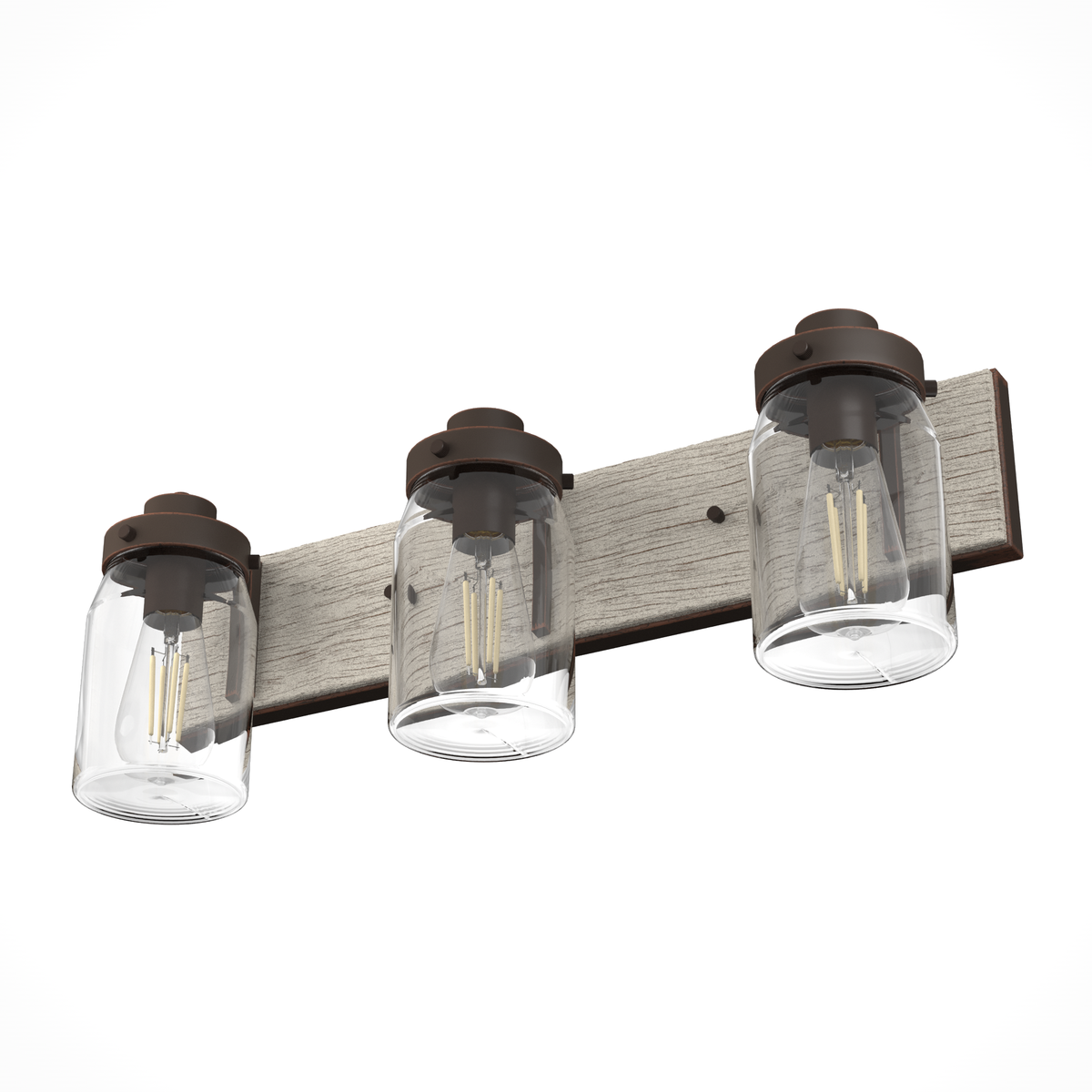 Devon Park 24-inch 3-light Onyx Bengal and Barnwood Vanity Light with Clear Glass