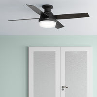 52 inch Dempsey Matte Black Low Profile Ceiling Fan with LED Light Kit and Handheld Remote