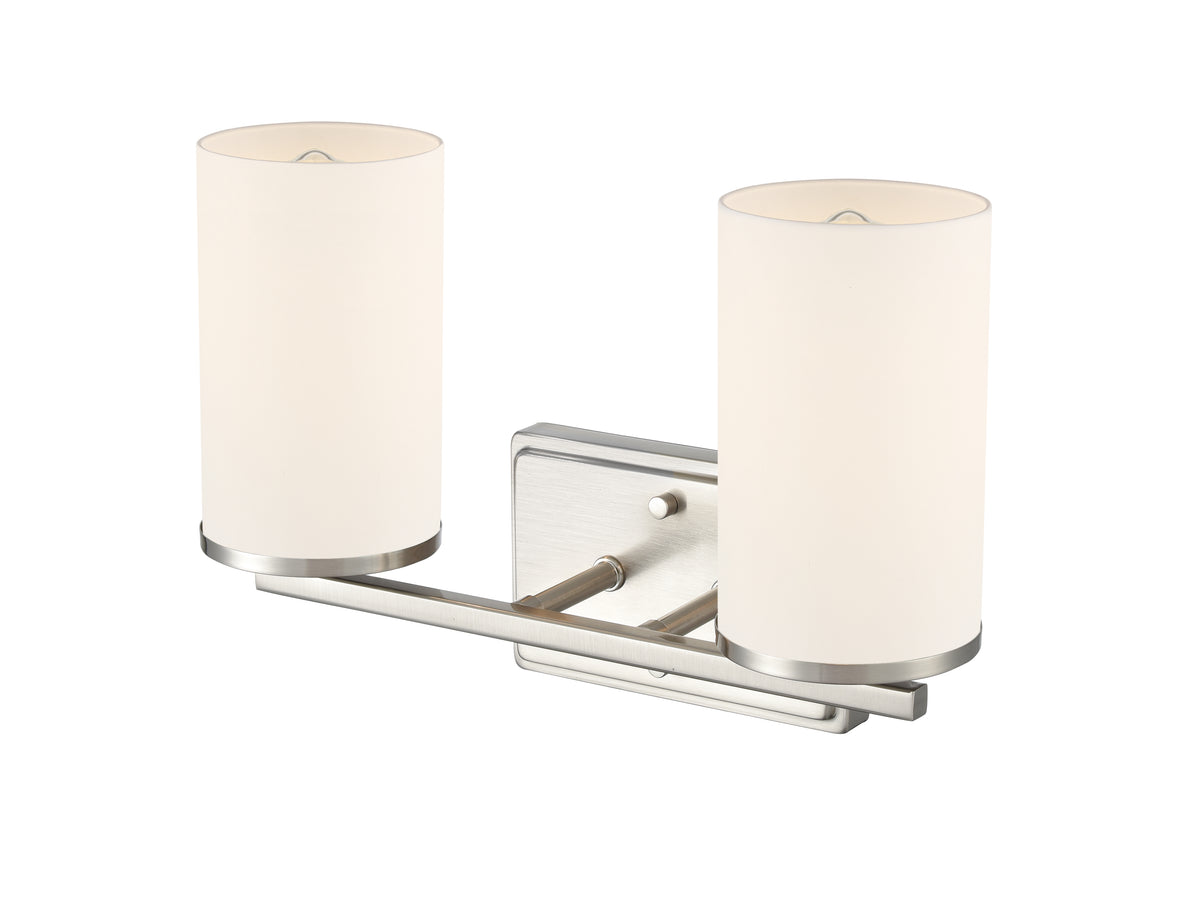14-inch Verlana Brushed Nickel 2-Light Etched White Glass Bathroom Vanity Light