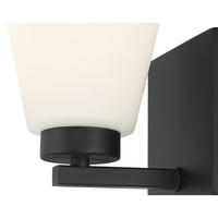 6.75-inch Strayhan Matte Black 1-Light White Frosted Glass Wall Sconce