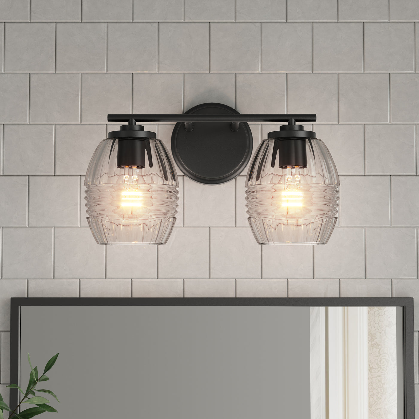14'' Miravelle Matte Black 2 Light Bath Vanity