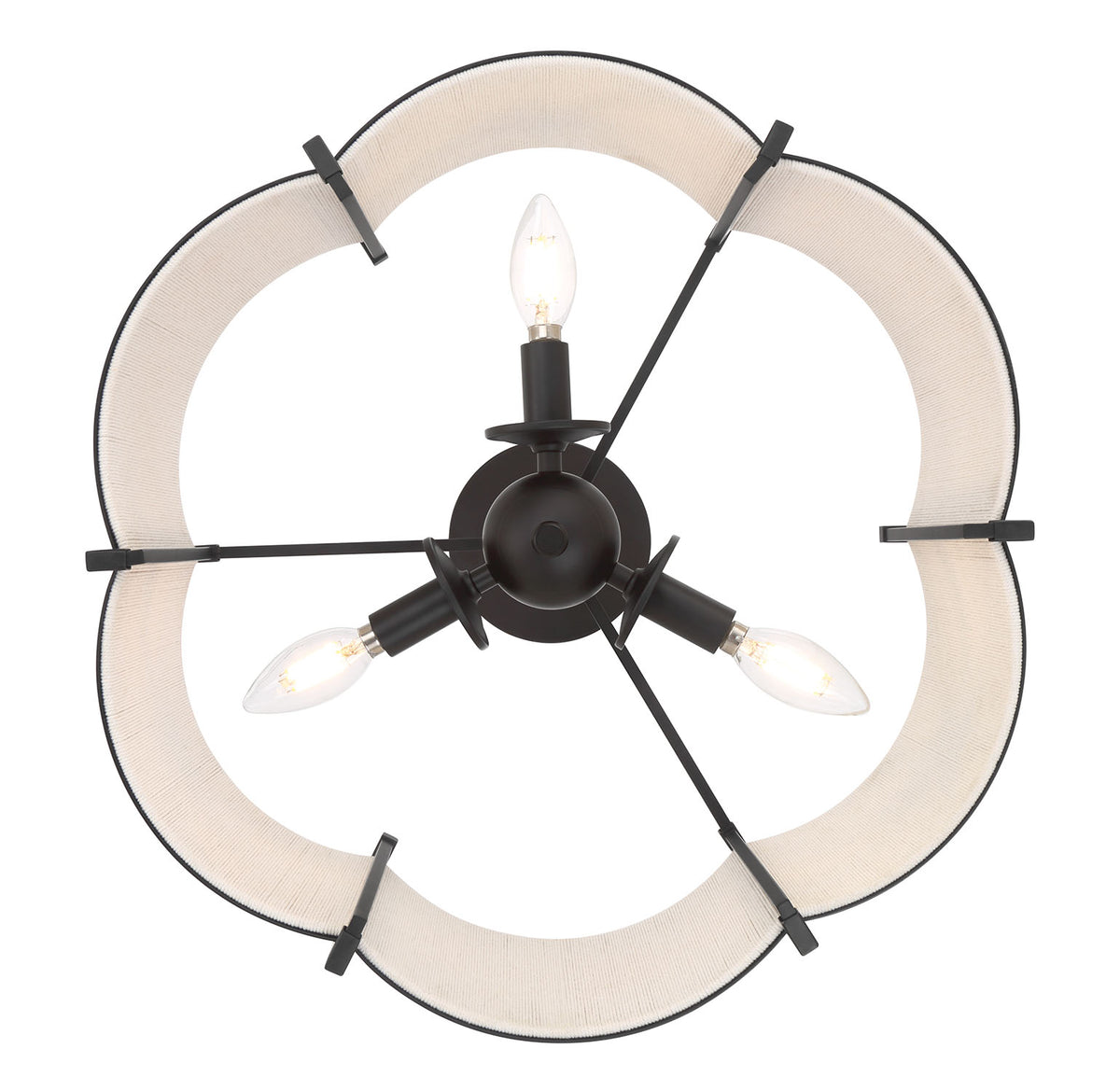 12'' Marlbeck Matte BlackOff White 3 Light Semi-Flush Mount