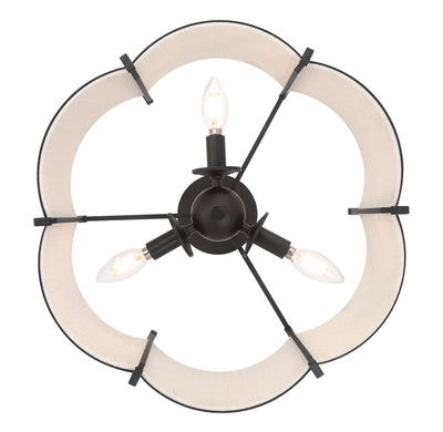 12'' Marlbeck Matte BlackOff White 3 Light Semi-Flush Mount