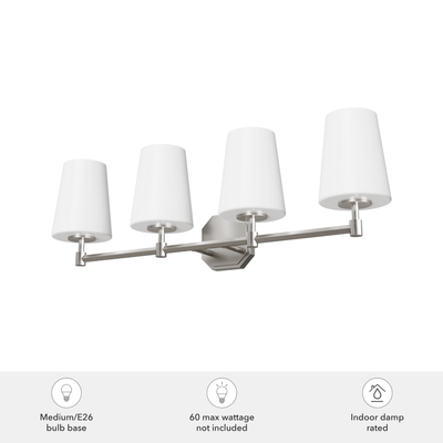 Nolita 30-inch 4-light Brushed Nickel Vanity Light with Cased White Glass