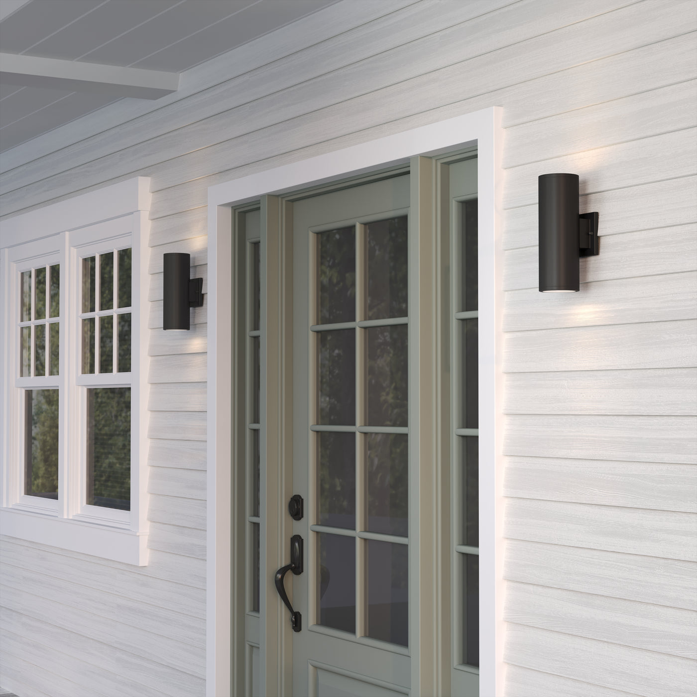 12.75-inch Vegas Powder Coated Black 2-Light Outdoor Wall Sconce