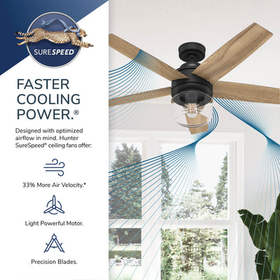 52 inch Margo Matte Black Ceiling Fan with LED Light Kit and Handheld Remote