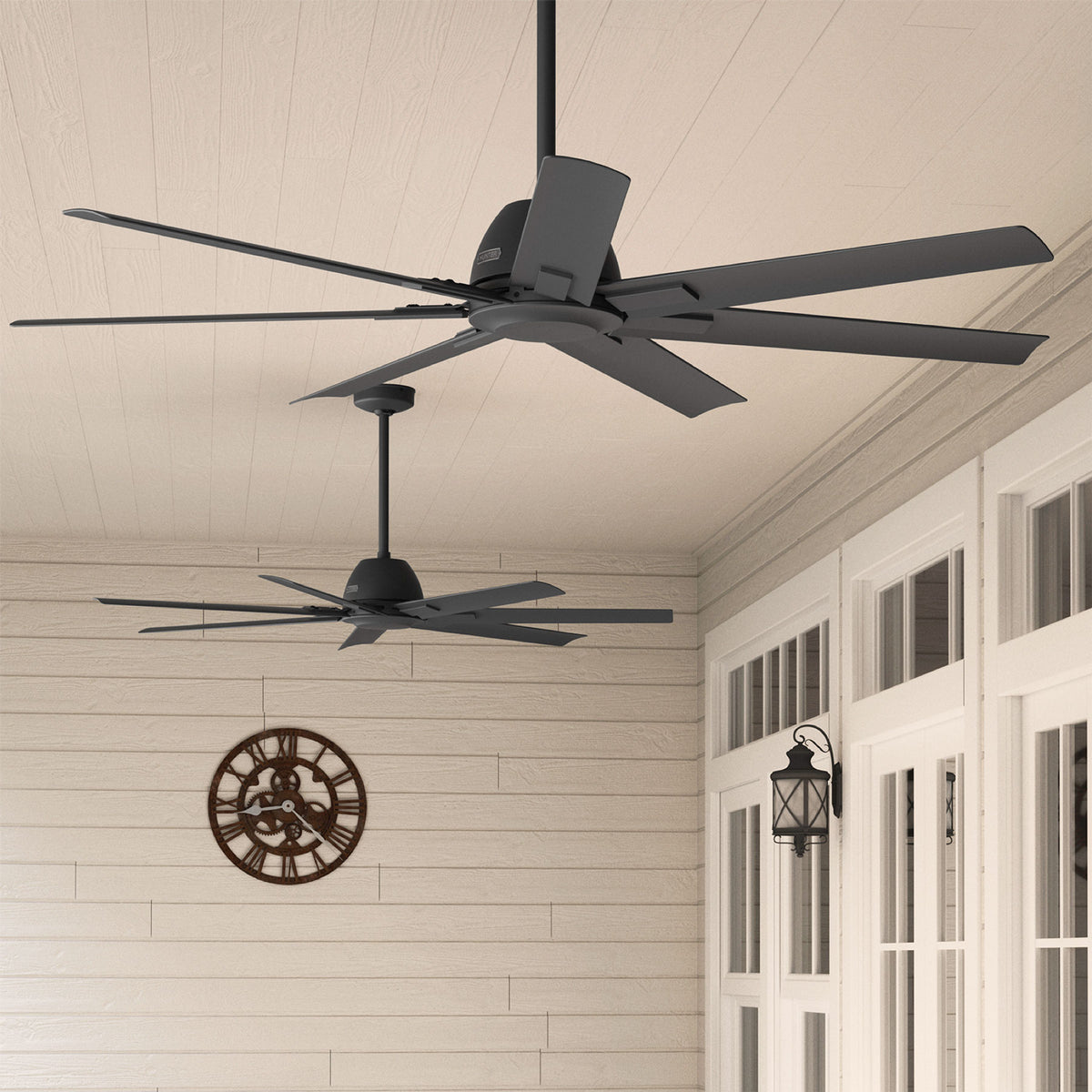 60 inch Downtown ENERGY STAR® Matte Black Damp Rated Ceiling Fan and Wall Control