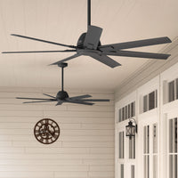 60 inch Downtown ENERGY STAR® Matte Black Damp Rated Ceiling Fan and Wall Control