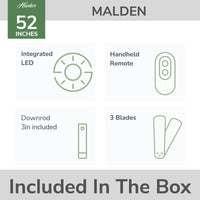 52 inch Malden Matte Black Ceiling Fan with LED Light Kit and Handheld Remote