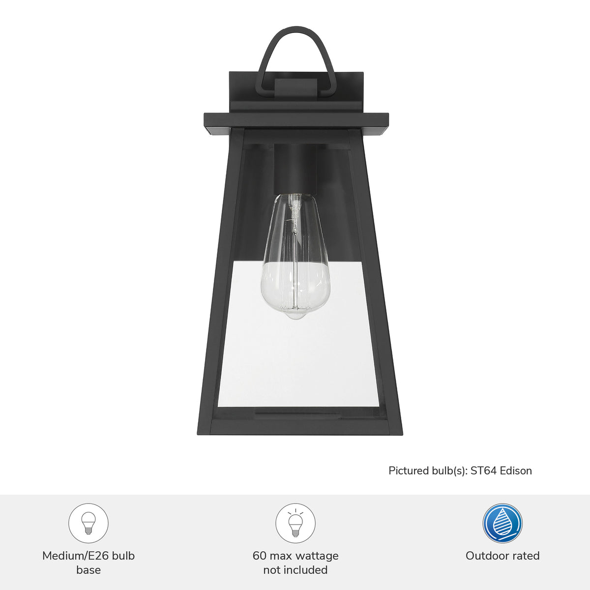 Ivory Dusk 14-inch 1-light Matte Black Outdoor Wall Light with Clear Glass