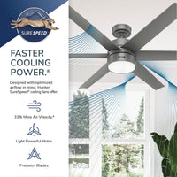 60 inch Solaria ENERGY STAR® Matte Black Damp Rated Ceiling Fan with LED Light Kit and Wall Control