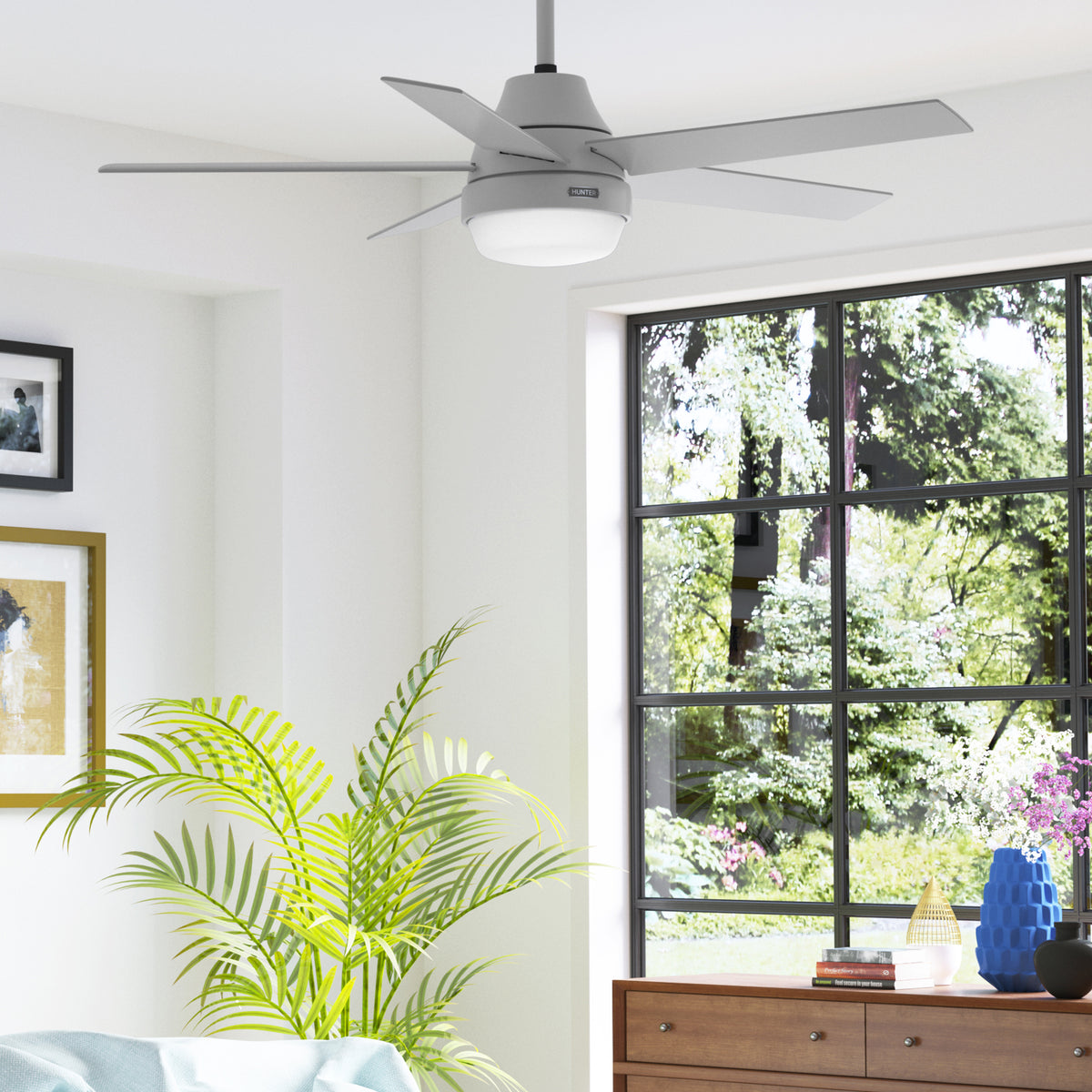 52 inch Aerodyne Wi-Fi Dove Grey Ceiling Fan with LED Light Kit and Handheld Remote