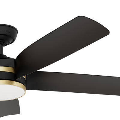 Casablanca 52 inch Julia ENERGY STAR® Matte Black Damp Rated Ceiling Fan with LED Light Kit and Wall Control and Handheld Remote