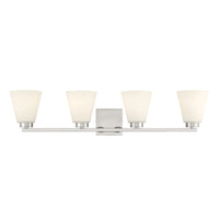 31-inch Strayhan Brushed Nickel 4-Light White Frosted Glass Bathroom Vanity Light